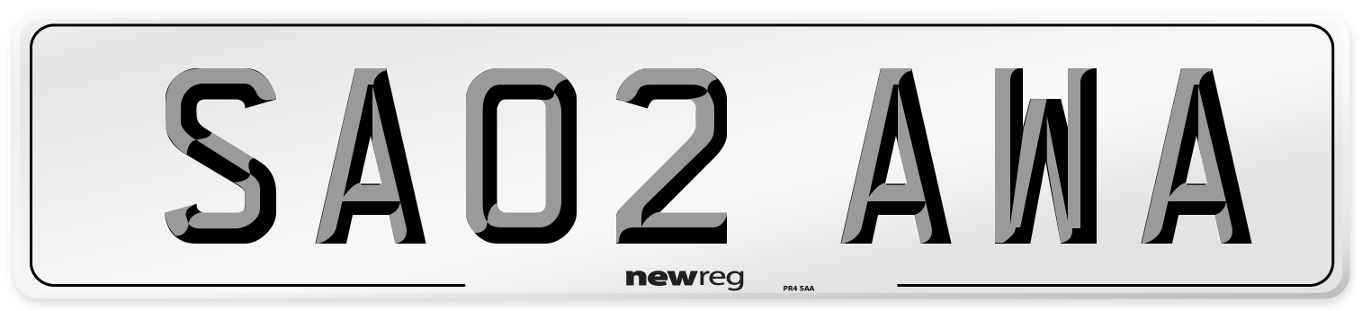 SA02 AWA Number Plate from New Reg